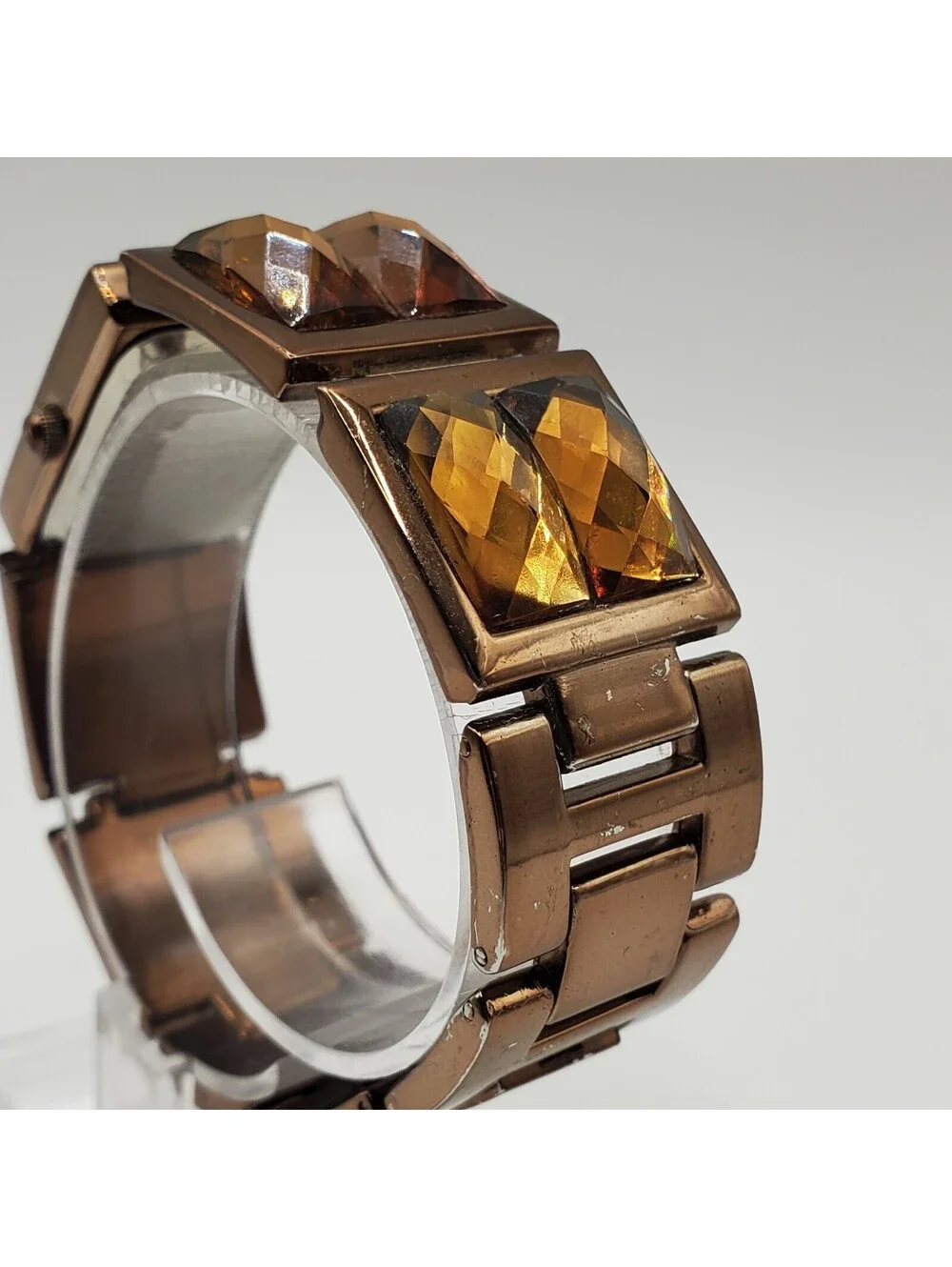 Valletta Rectangle Prisim Watch Women 21mm Bronze Tone New Battery
